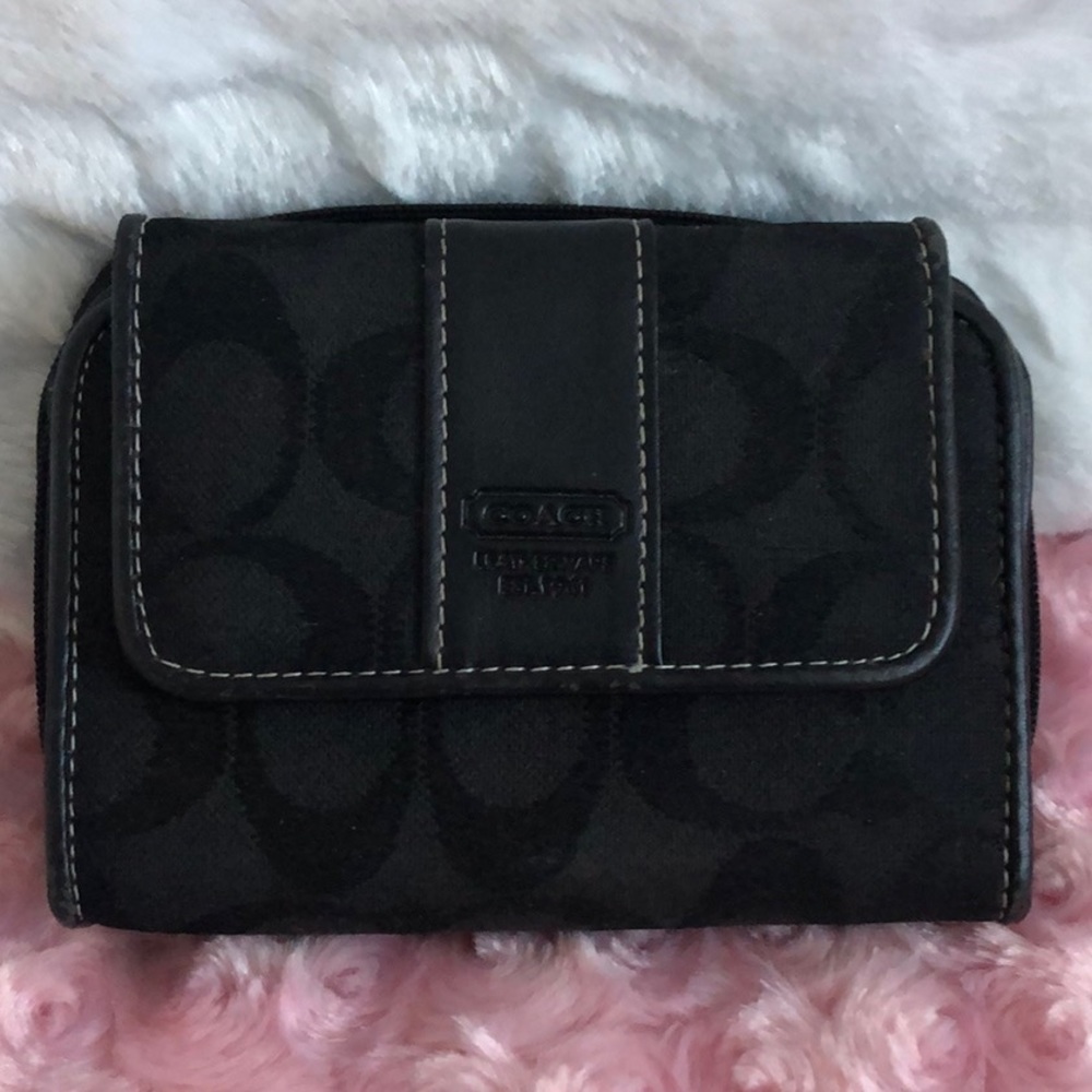 Black on Black Coach Signature Wallet